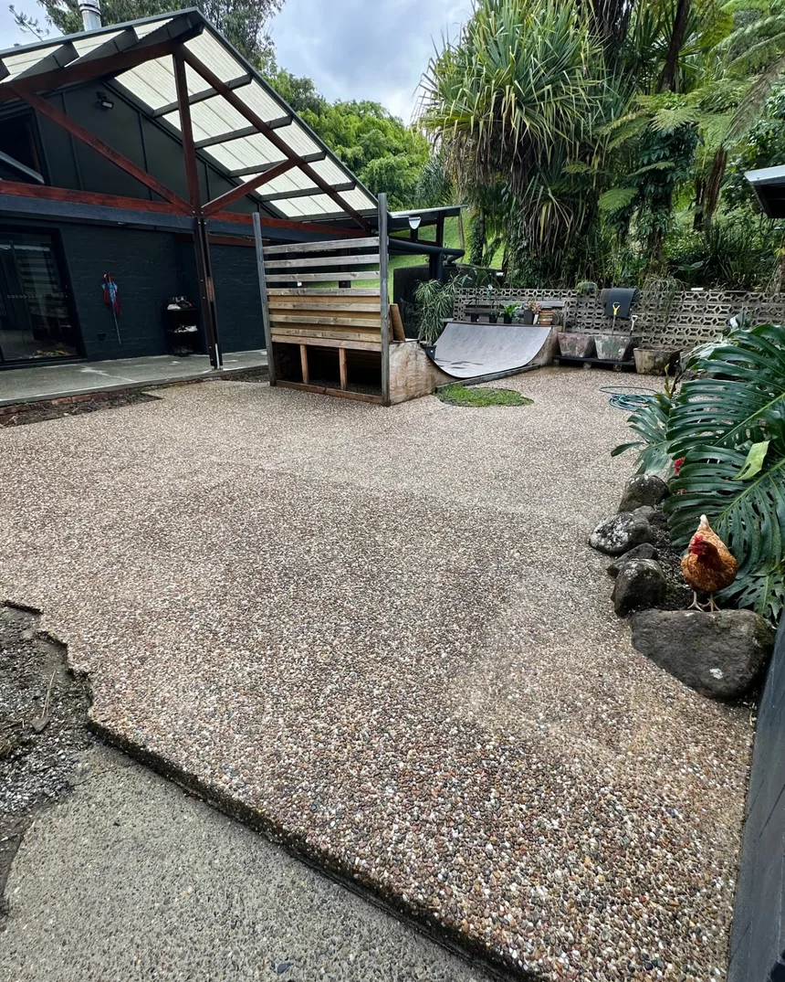 Outdoor concrete area after professional pressure cleaning